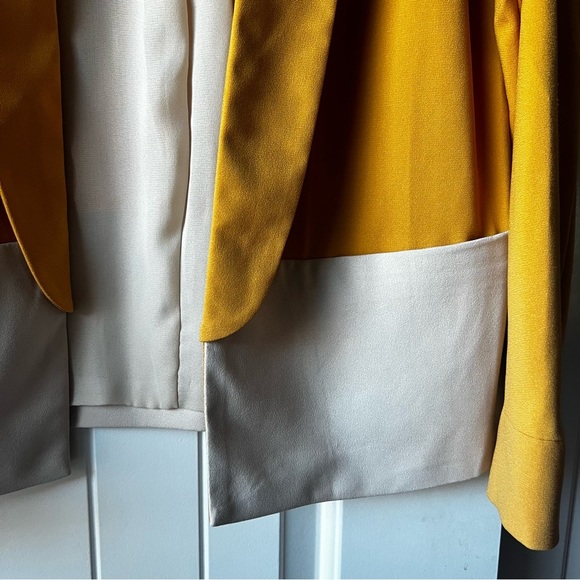 Gianni Bini New Yellow Gold Color Block Blazer Jacket Small - Picture 3 of 7